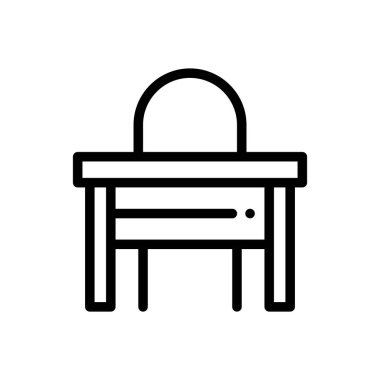 Masa simgesi. Beyaz Arkaplanda İnce Doğrusal Tasarım