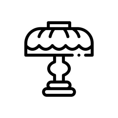 Masa lambası ikonu. Beyaz Arkaplanda İnce Doğrusal Tasarım