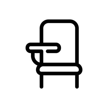 Masa sandalyesi ikonu. Beyaz Arkaplanda İnce Doğrusal Tasarım