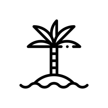 Çöl Adası ikonu. Beyaz Arkaplanda İnce Doğrusal Tasarım