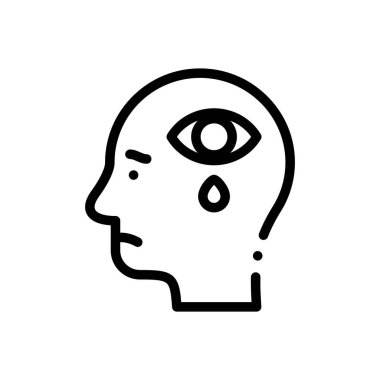 Depresyon ikonu. Beyaz Arkaplanda İnce Doğrusal Tasarım