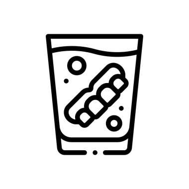 Takma diş ikonu. Beyaz Arkaplanda İnce Doğrusal Tasarım