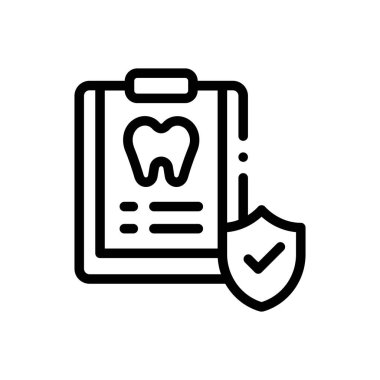 Diş kayıtları ikonu. Beyaz Arkaplanda İnce Doğrusal Tasarım