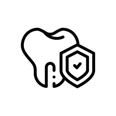 Diş sigortası ikonu. Beyaz Arkaplanda İnce Doğrusal Tasarım