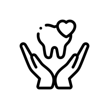 Diş bakımı ikonu. Beyaz Arkaplanda İnce Doğrusal Tasarım