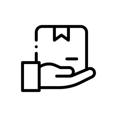 Teslimat kutusu simgesi. Beyaz Arkaplanda İnce Doğrusal Tasarım