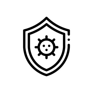 Savunma ikonu. Beyaz Arkaplanda İnce Doğrusal Tasarım