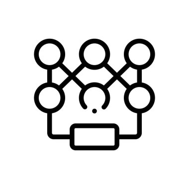 Derin öğrenme simgesi. Beyaz Arkaplanda İnce Doğrusal Tasarım