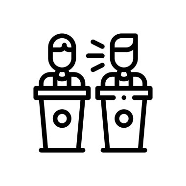 Münazara ikonu. Beyaz Arkaplanda İnce Doğrusal Tasarım