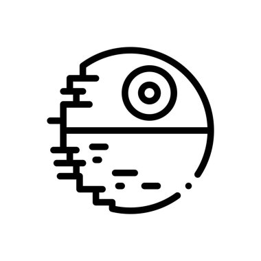 Ölüm Yıldızı ikonu. Beyaz Arkaplanda İnce Doğrusal Tasarım