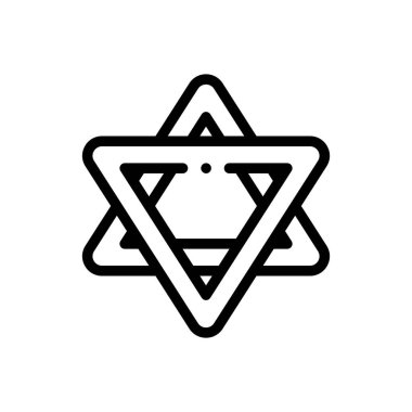 David 'in yıldız ikonu. Beyaz Arkaplanda İnce Doğrusal Tasarım