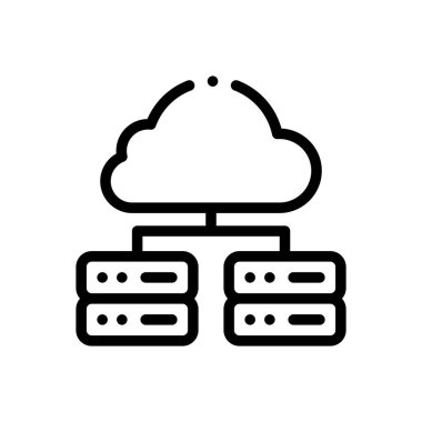 veritabanı simgesi. Beyaz Arkaplanda İnce Doğrusal Tasarım