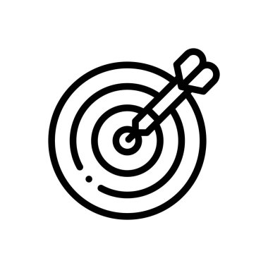 Dart ikonu. Beyaz Arkaplanda İnce Doğrusal Tasarım