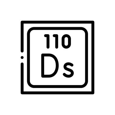 Darmstadtium simgesi. Beyaz Arkaplanda İnce Doğrusal Tasarım