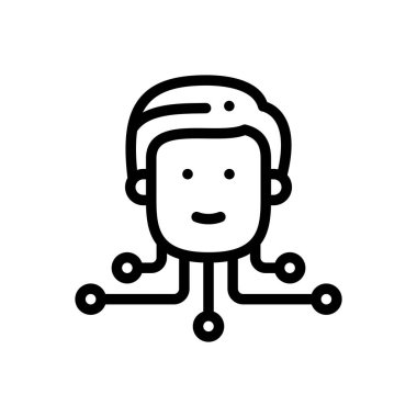 Sayborg simgesi. Beyaz Arkaplanda İnce Doğrusal Tasarım