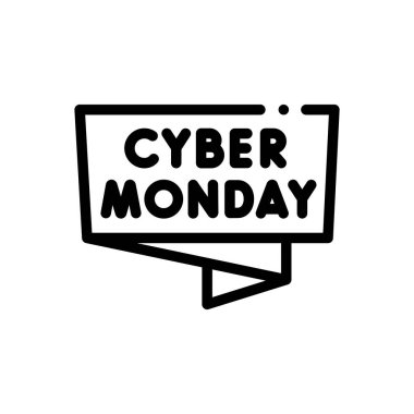 Siber pazartesi ikonu. Beyaz Arkaplanda İnce Doğrusal Tasarım