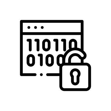 Siber saldırı ikonu. Beyaz Arkaplanda İnce Doğrusal Tasarım
