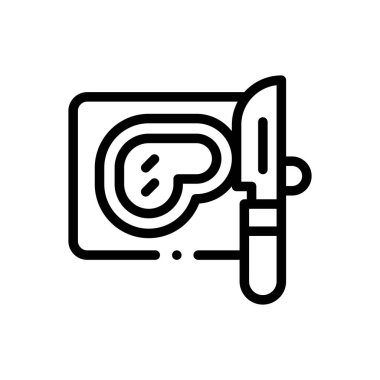 Kesme tahtası simgesi. Beyaz Arkaplanda İnce Doğrusal Tasarım