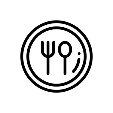 Çatal bıçak ikonu. Beyaz Arkaplanda İnce Doğrusal Tasarım