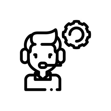 Müşteri temsilcisi simgesi. Beyaz Arkaplanda İnce Doğrusal Tasarım