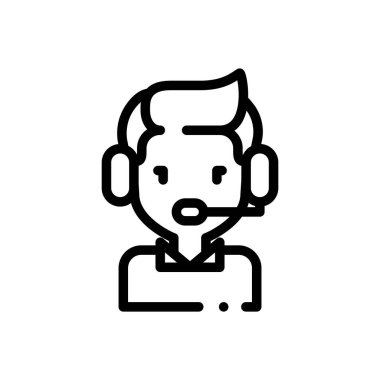 Müşteri temsilcisi simgesi. Beyaz Arkaplanda İnce Doğrusal Tasarım