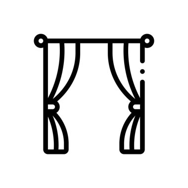 perde ikonu. Beyaz Arkaplanda İnce Doğrusal Tasarım