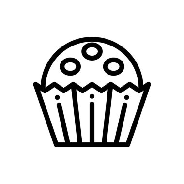 Kek ikonu. Beyaz Arkaplanda İnce Doğrusal Tasarım