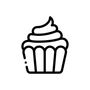 Kek ikonu. Beyaz Arkaplanda İnce Doğrusal Tasarım