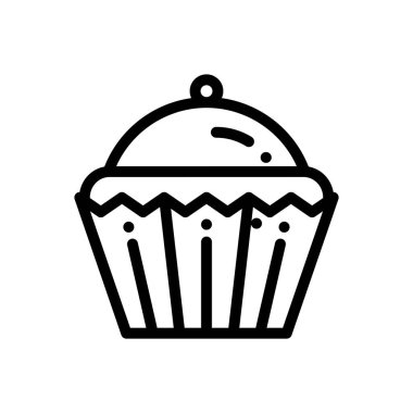 Kek ikonu. Beyaz Arkaplanda İnce Doğrusal Tasarım