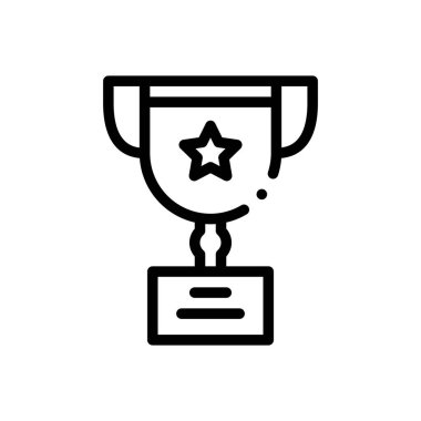 Kupa ikonu. Beyaz Arkaplanda İnce Doğrusal Tasarım