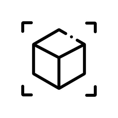 küp simgesi. Beyaz Arkaplanda İnce Doğrusal Tasarım