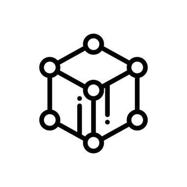 küp simgesi. Beyaz Arkaplanda İnce Doğrusal Tasarım