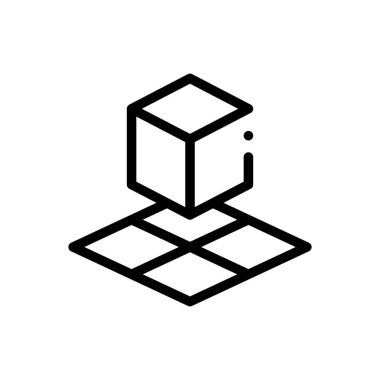 küp simgesi. Beyaz Arkaplanda İnce Doğrusal Tasarım