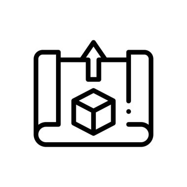 küp simgesi. Beyaz Arkaplanda İnce Doğrusal Tasarım