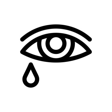 Ağlama ikonu. Beyaz Arkaplanda İnce Doğrusal Tasarım