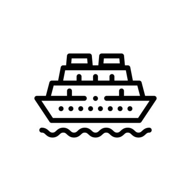 Yolcu gemisi simgesi. Beyaz Arkaplanda İnce Doğrusal Tasarım