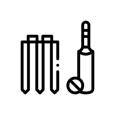 Kriket ikonu. Beyaz Arkaplanda İnce Doğrusal Tasarım