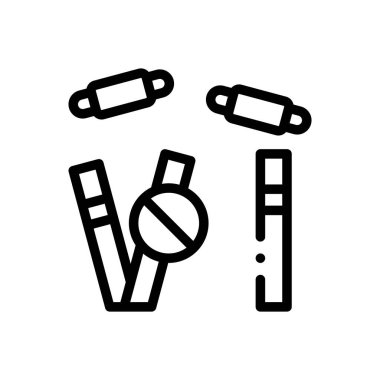 Kriket sopası ikonu. Beyaz Arkaplanda İnce Doğrusal Tasarım