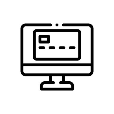 Kredi kartı ikonu. Beyaz Arkaplanda İnce Doğrusal Tasarım