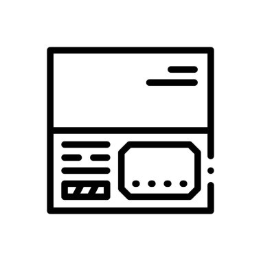 Kredi kartı ikonu. Beyaz Arkaplanda İnce Doğrusal Tasarım