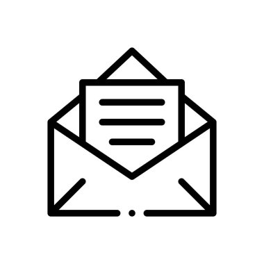 Zarf simgesi. Beyaz Arkaplanda İnce Doğrusal Tasarım