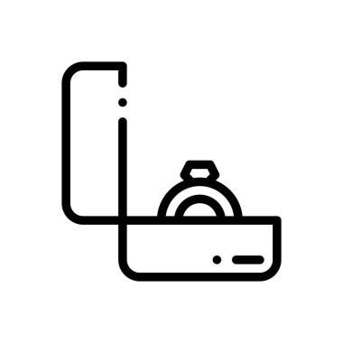 Nişan yüzüğü ikonu. Beyaz Arkaplanda İnce Doğrusal Tasarım