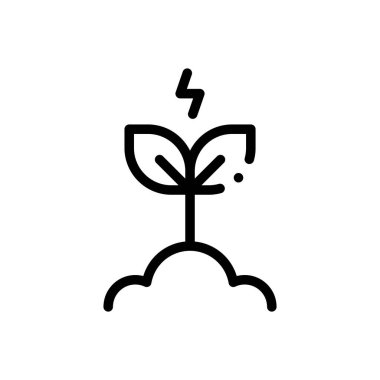 Enerji ikonu. Beyaz Arkaplanda İnce Doğrusal Tasarım