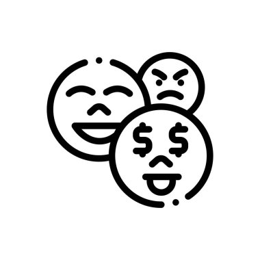 İfade simgesi. Beyaz Arkaplanda İnce Doğrusal Tasarım