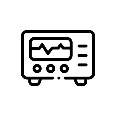 Elektrokardiyogram ikonu. Beyaz Arkaplanda İnce Doğrusal Tasarım