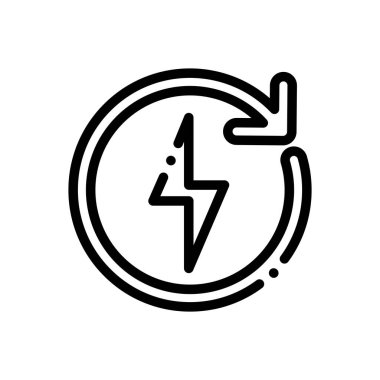 Elektrik simgesi. Beyaz Arkaplanda İnce Doğrusal Tasarım