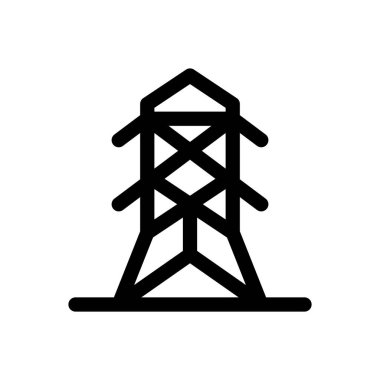 Elektrik kulesi simgesi. Beyaz Arkaplanda İnce Doğrusal Tasarım