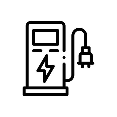 Elektrik istasyonu simgesi. Beyaz Arkaplanda İnce Doğrusal Tasarım