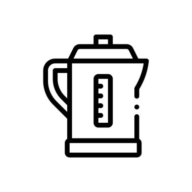 Elektrikli çaydanlık ikonu. Beyaz Arkaplanda İnce Doğrusal Tasarım
