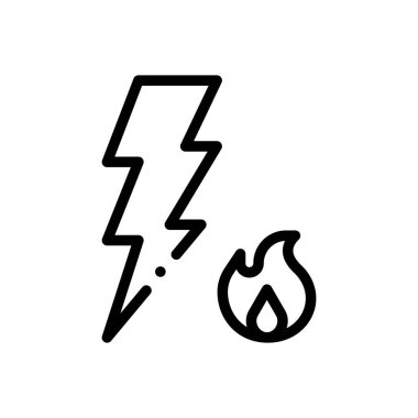 Elektrik ateş ikonu. Beyaz Arkaplanda İnce Doğrusal Tasarım